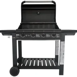 Kaasugrilli Barbeque, 4 poltinta, puutaso, musta*Dose Clearance