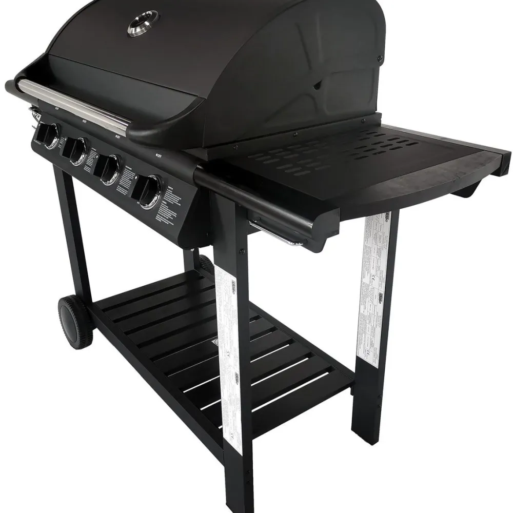 Kaasugrilli Barbeque, 4 poltinta, puutaso, musta*Dose Clearance