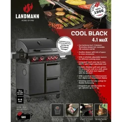 Online Kaasugrilli Rexon Cool Black MaxX 4.1, 4 poltinta, infrapunasivukeitin Kaasugrillit