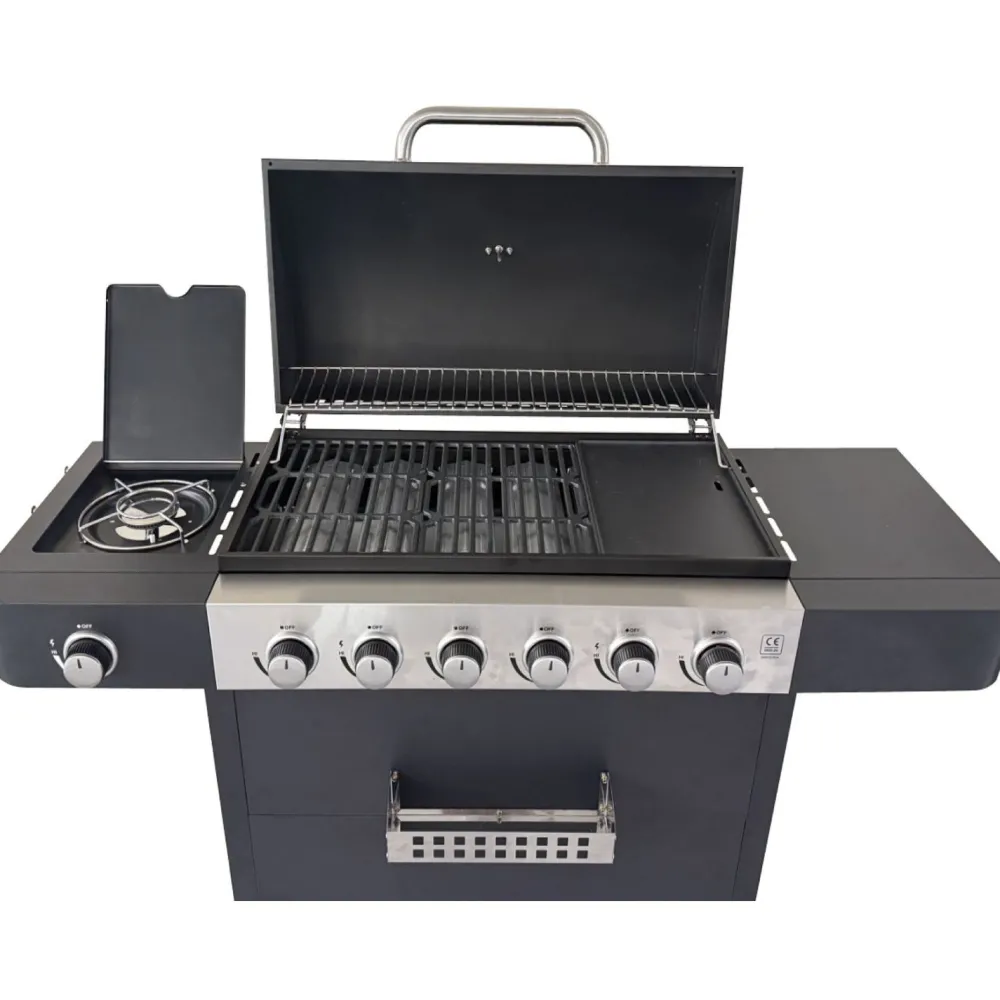 New Kaasugrilli Roaster 6.1, 6 poltinta, sivukeitin ja lämpöhylly Kaasugrillit