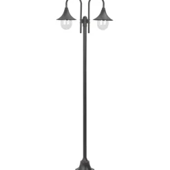 Kaksilyhtyinen pylväsvalaisin puutarhaan e27 220 cm pronssi*FinePRICE