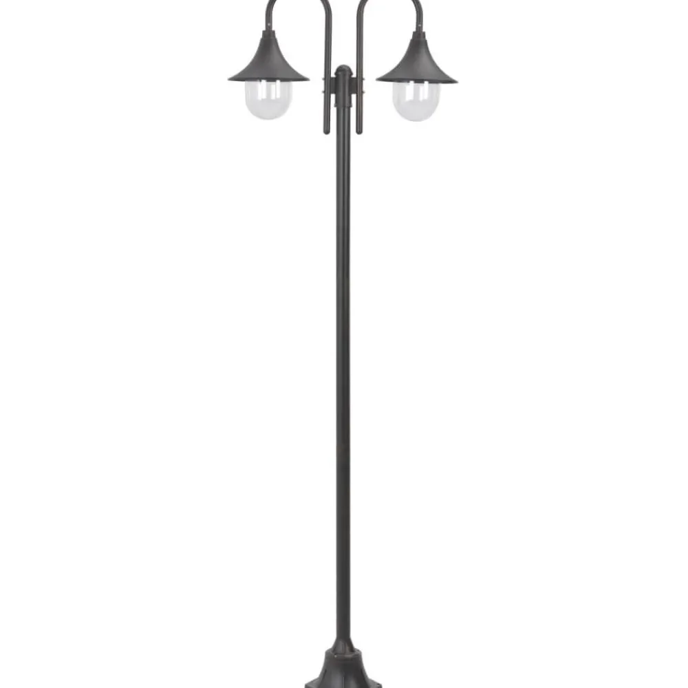 Kaksilyhtyinen pylväsvalaisin puutarhaan e27 220 cm pronssi*FinePRICE