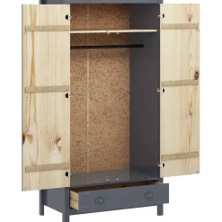 Kaksiovinen vaatekaappi hill range harmaa 89cm mänty*FinePRICE Hot