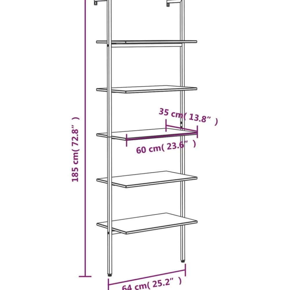 Kalteva hylly, 64x34x120-185cm, eri kokoja ja värejä*FinePRICE Discount