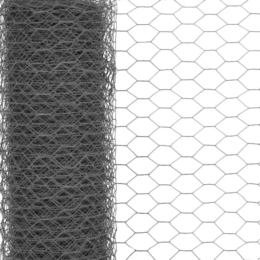 Kanaverkko teräs PVC pinnoitteella silmäkoko 36mm 25x1m harmaa*FinePRICE Hot