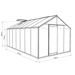 Kasvihuone Prestige 15,9 m² turvalasi/alumiini + sokkeli*ACD Clearance