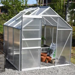 Kasvihuone 8,2 m² 4 mm kennolevyllä musta alumiinirunko*Green Land Online