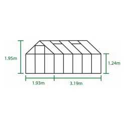 Kasvihuone Popular 6,2 m² kennolevy/alumiini*Halls Clearance