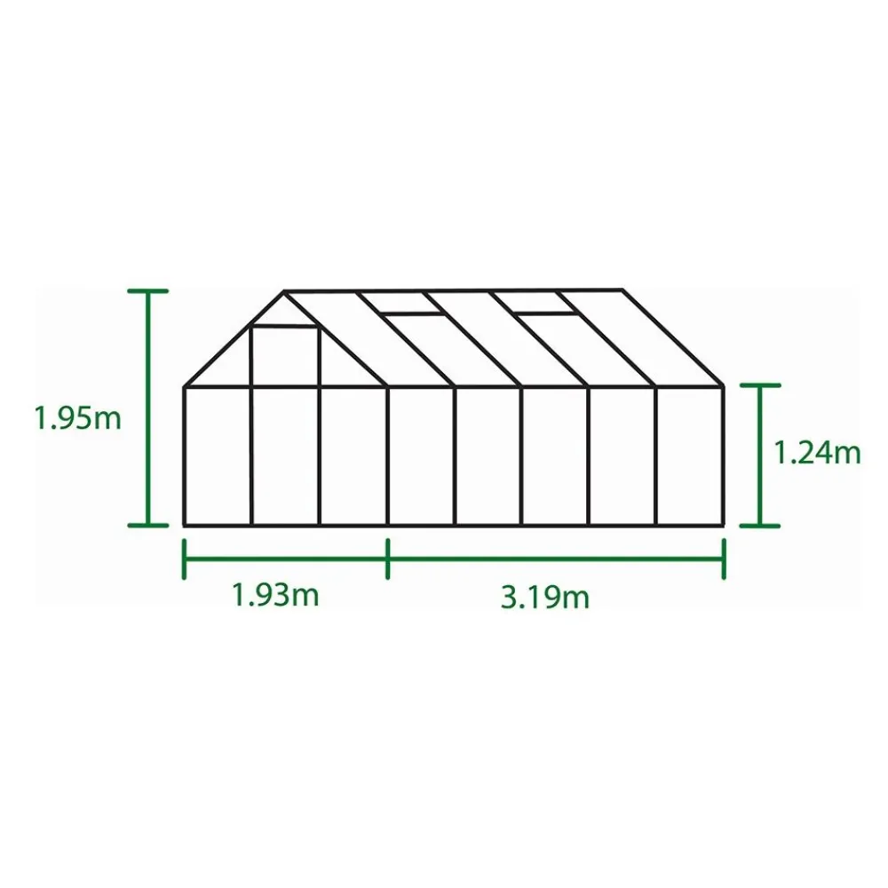 Kasvihuone Popular 6,2 m² kennolevy/alumiini*Halls Clearance