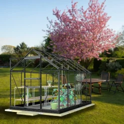 Hot Kasvihuone Glass 8,2m² musta Kasvihuoneet Lasilla|Kasvihuoneet Kennolevyllä