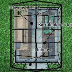 Hot Kasvihuone Glass 8,2m² musta Kasvihuoneet Lasilla|Kasvihuoneet Kennolevyllä
