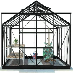 Hot Kasvihuone Glass 8,2m² musta Kasvihuoneet Lasilla|Kasvihuoneet Kennolevyllä