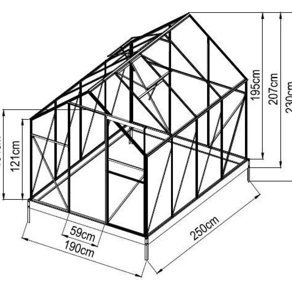 Kasvihuone Garden 4.8m² sokkelilla, mustat alumiinikehykset*Mag-Pro Best