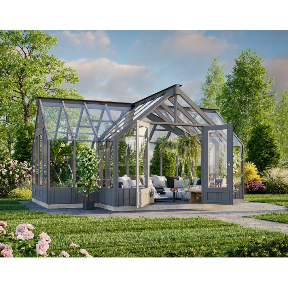 Kasvihuone Emilia 19,1 m2, turvalasi, puurunko*Palmako New
