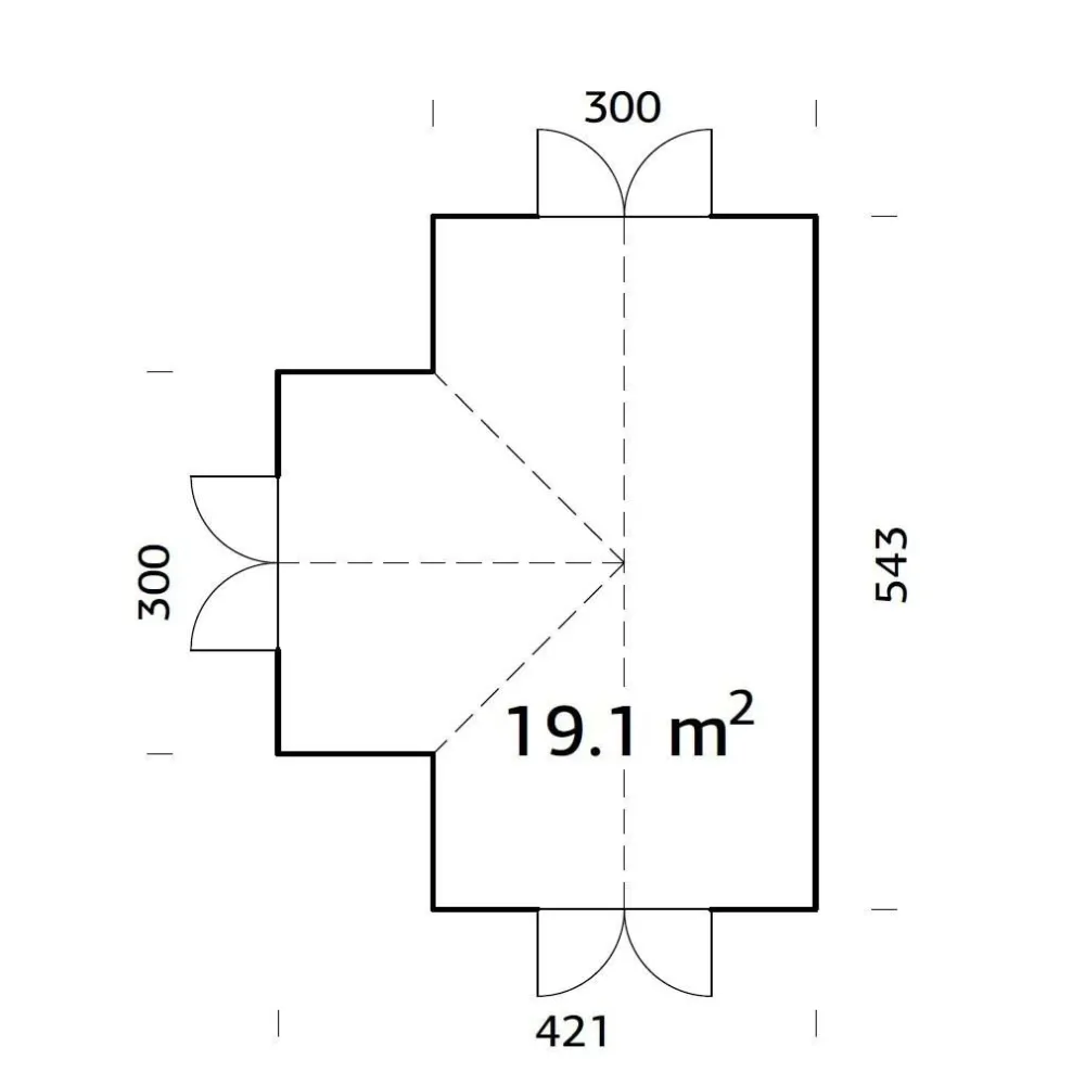 Kasvihuone Emilia 19,1 m2, turvalasi, puurunko*Palmako New