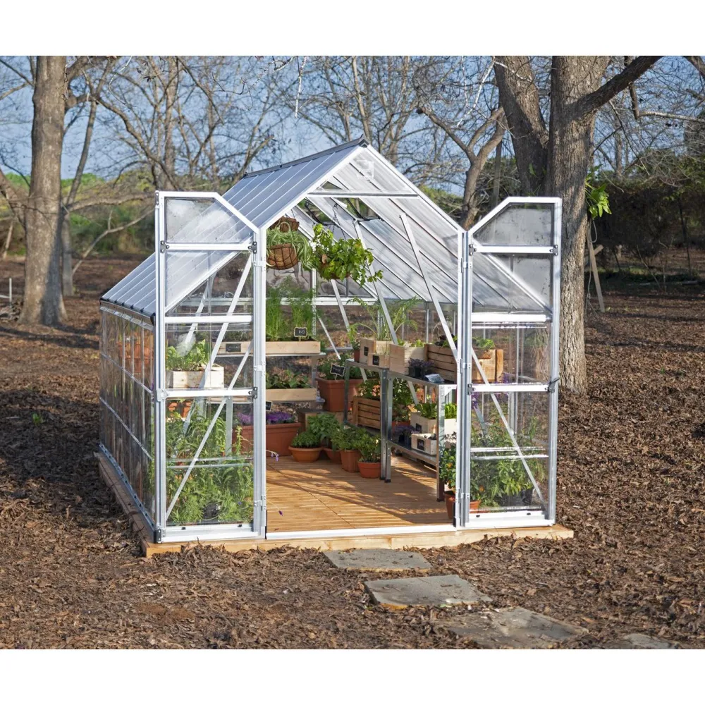 Hot Kasvihuone Balance Hybrid 8,9 m² 8x12 ft hopea Kasvihuoneet Kennolevyllä