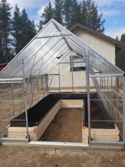 Hot Kasvihuone Balance Hybrid 8,9 m² 8x12 ft hopea Kasvihuoneet Kennolevyllä