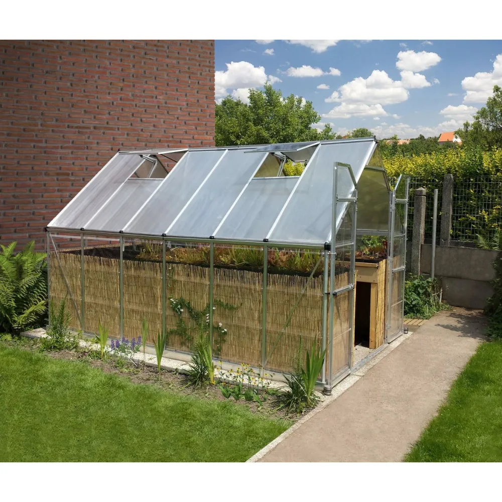 Hot Kasvihuone Balance Hybrid 8,9 m² 8x12 ft hopea Kasvihuoneet Kennolevyllä