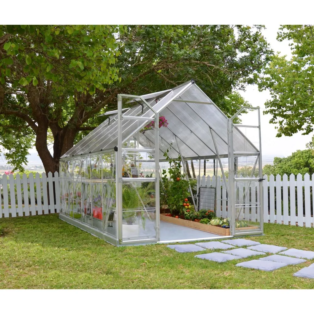 Hot Kasvihuone Balance Hybrid 8,9 m² 8x12 ft hopea Kasvihuoneet Kennolevyllä