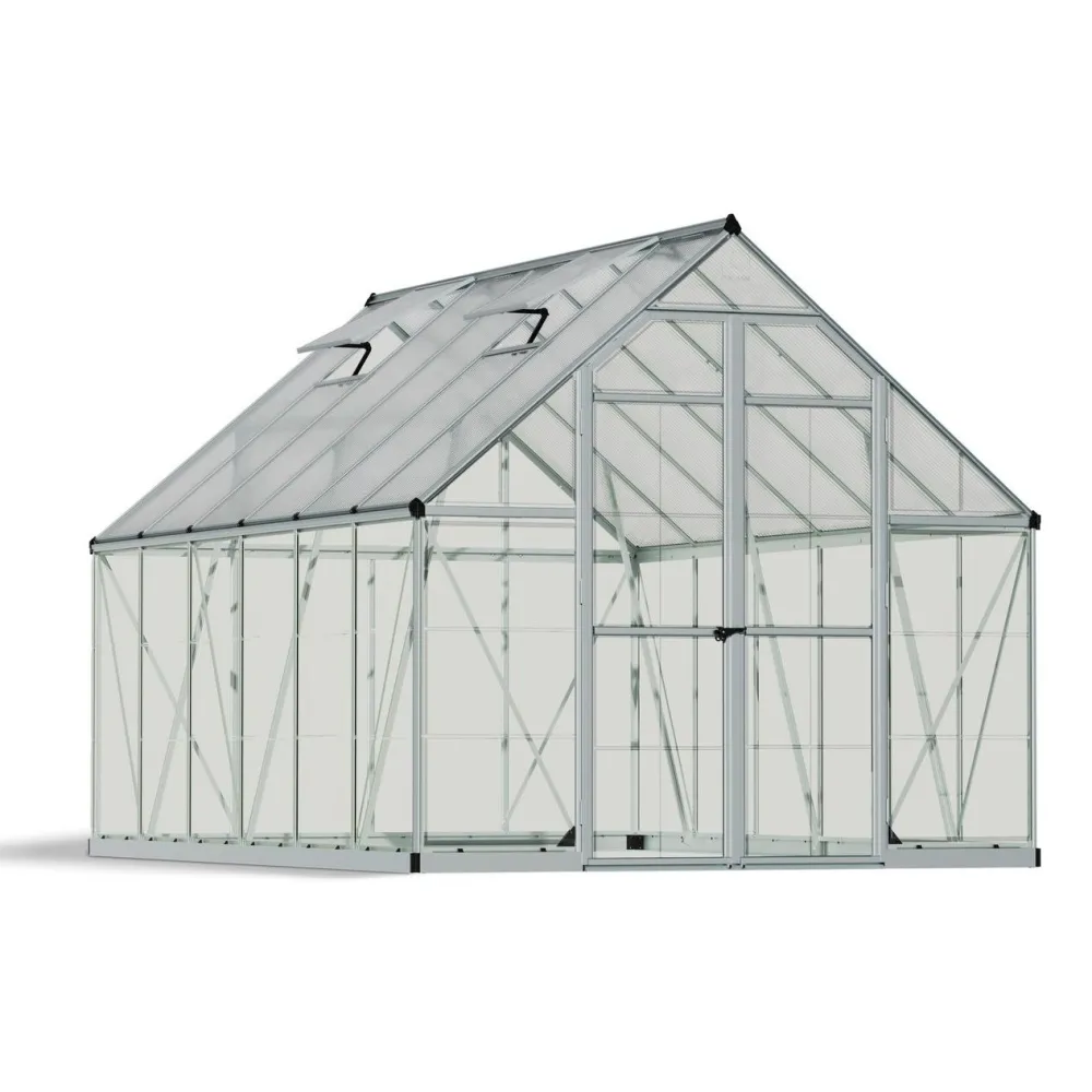 Hot Kasvihuone Balance Hybrid 8,9 m² 8x12 ft hopea Kasvihuoneet Kennolevyllä