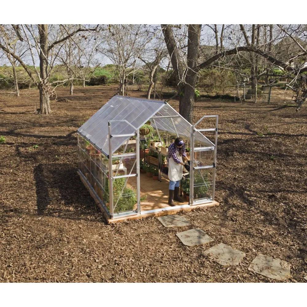 Hot Kasvihuone Balance Hybrid 8,9 m² 8x12 ft hopea Kasvihuoneet Kennolevyllä