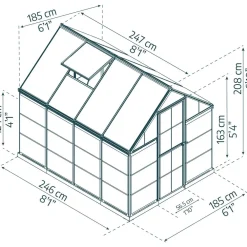 Discount Kasvihuone Hybrid, 4.6m², polykarbonaatti, musta Kasvihuoneet Kennolevyllä
