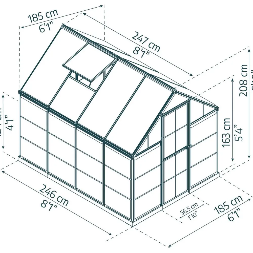 Discount Kasvihuone Hybrid, 4.6m², polykarbonaatti, musta Kasvihuoneet Kennolevyllä