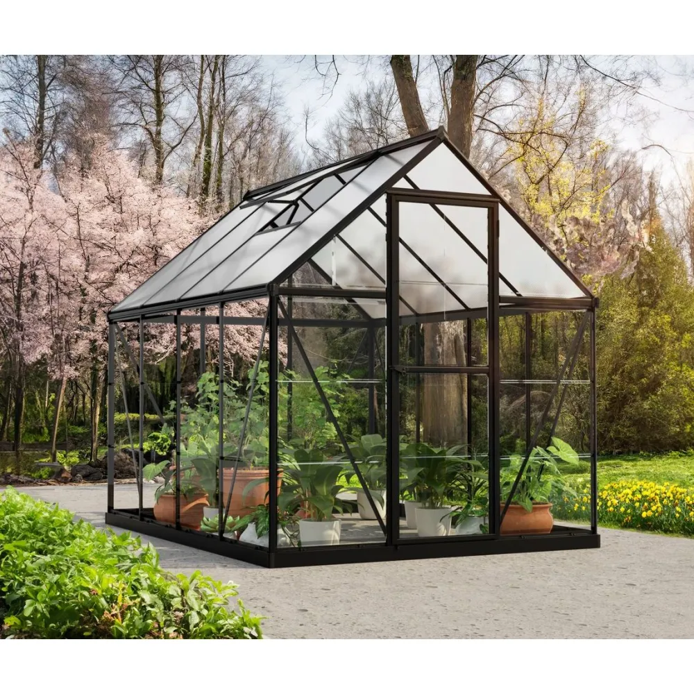 Discount Kasvihuone Hybrid, 4.6m², polykarbonaatti, musta Kasvihuoneet Kennolevyllä