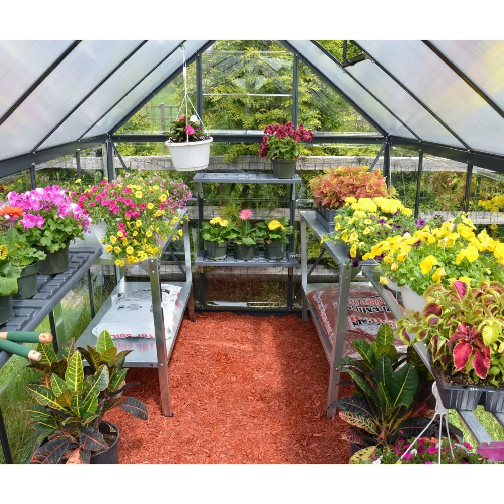 Sale Kasvihuone Hybrid 5,7 m² 6x10 ft harmaa Kasvihuoneet Kennolevyllä