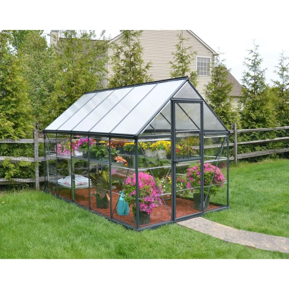 Sale Kasvihuone Hybrid 5,7 m² 6x10 ft harmaa Kasvihuoneet Kennolevyllä