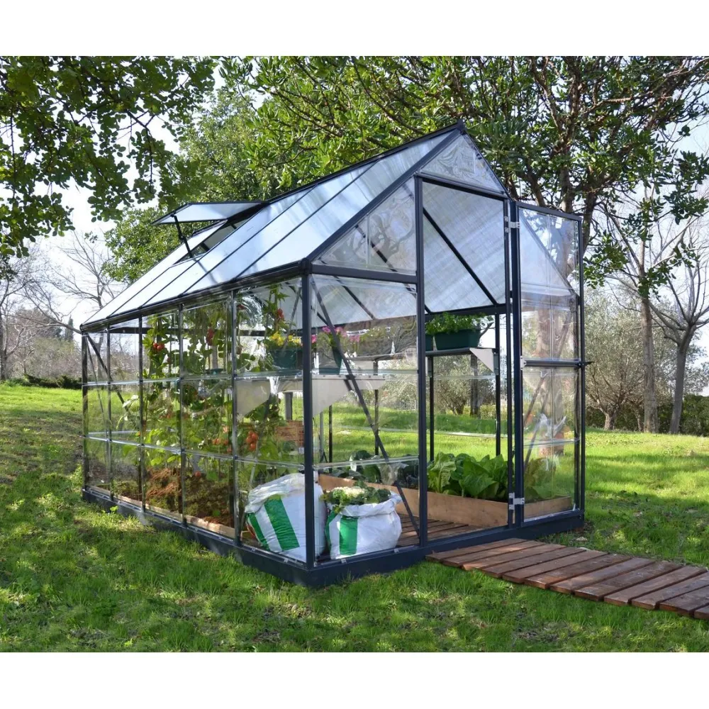 Sale Kasvihuone Hybrid 5,7 m² 6x10 ft harmaa Kasvihuoneet Kennolevyllä