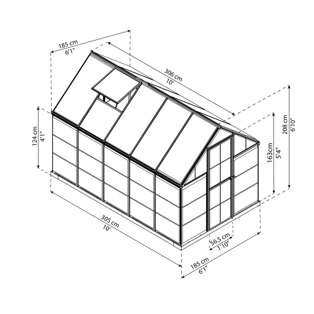 Sale Kasvihuone Hybrid 5,7 m² 6x10 ft harmaa Kasvihuoneet Kennolevyllä