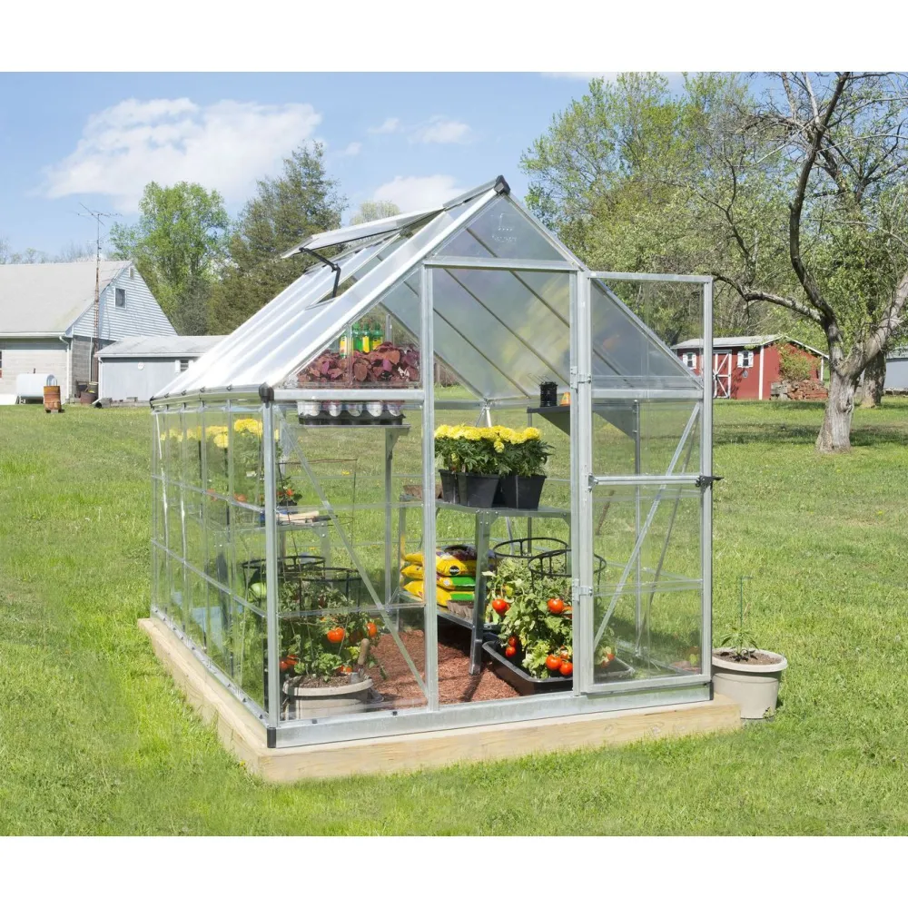 Discount Kasvihuone Hybrid 5,7 m² 6x10 ft hopea Kasvihuoneet Kennolevyllä