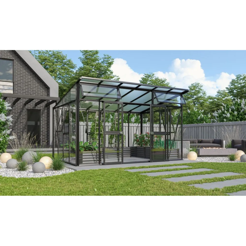 Kasvihuone Aphrodite 11.5m² alumiinirunko musta*Vitavia Discount
