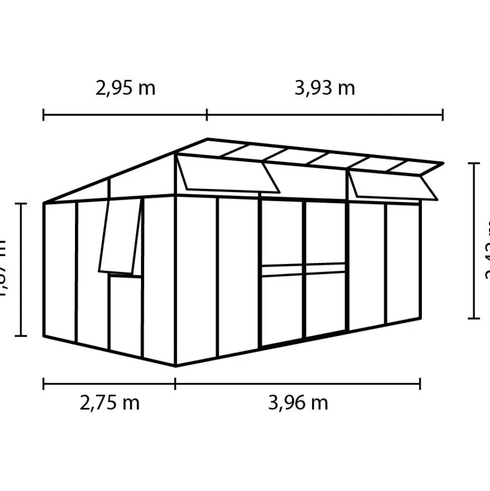 Kasvihuone Aphrodite 11.5m² alumiinirunko musta*Vitavia Discount