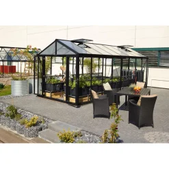 Kasvihuone Poseidon 15700 15,7 m² turvalasi/musta kennolevykatto*Vitavia Clearance