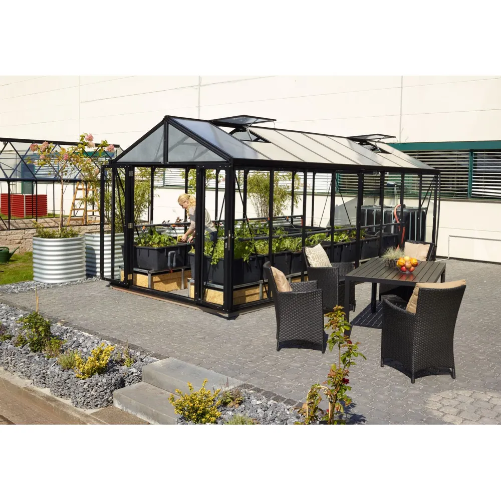 Kasvihuone Poseidon 15700 15,7 m² turvalasi/musta kennolevykatto*Vitavia Clearance