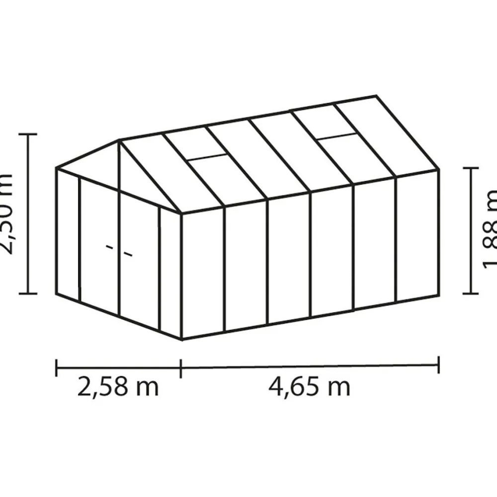 Best Kasvihuone Poseidon 11900, 11.9m², lasi/polykarbonaatti, musta Kasvihuoneet Lasilla