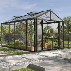 Best Kasvihuone Poseidon 11900, 11.9m², lasi/polykarbonaatti, musta Kasvihuoneet Lasilla