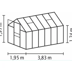 Kasvihuone Venus 7.5m² lasi alumiinirunko harmaa*Vitavia Clearance