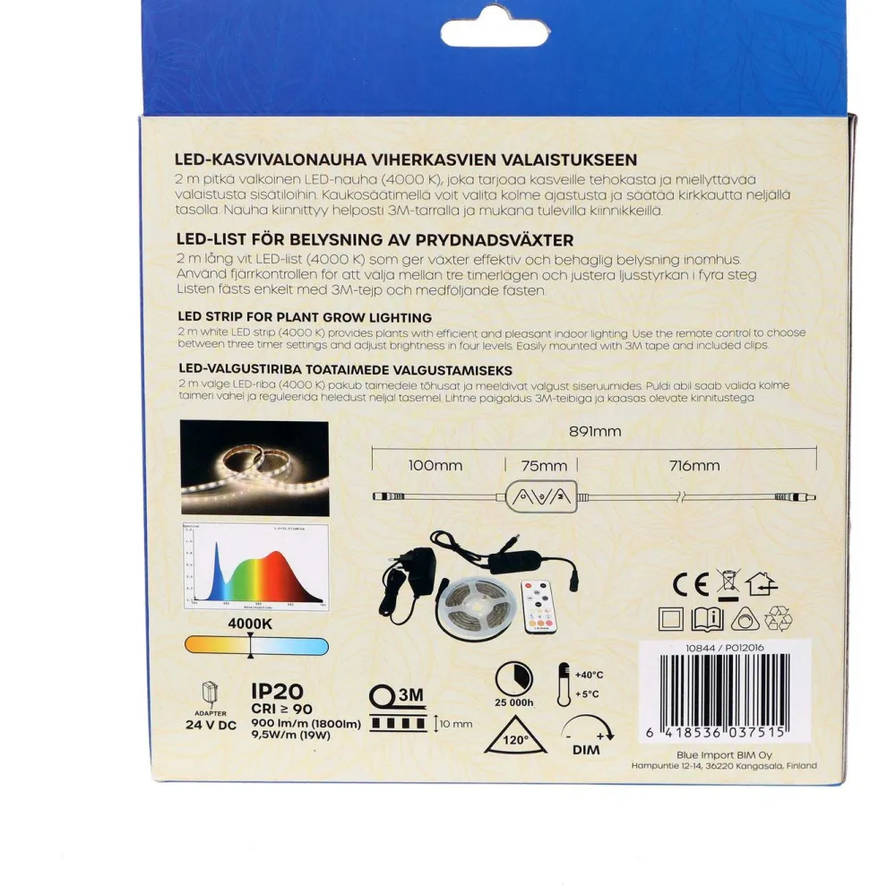 Kasvivalonauha , Horti 2m 4000K 900lm/m IP20 9,5W/m*LED Energie Sale