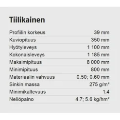 Kattopelti Tiilikainen, 0.5mm, Pural BT matta, eri värejä*Ruukki Online
