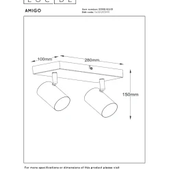 Kattospotti Amigo, 10x28cm, IP20, valkoinen*Lucide Discount