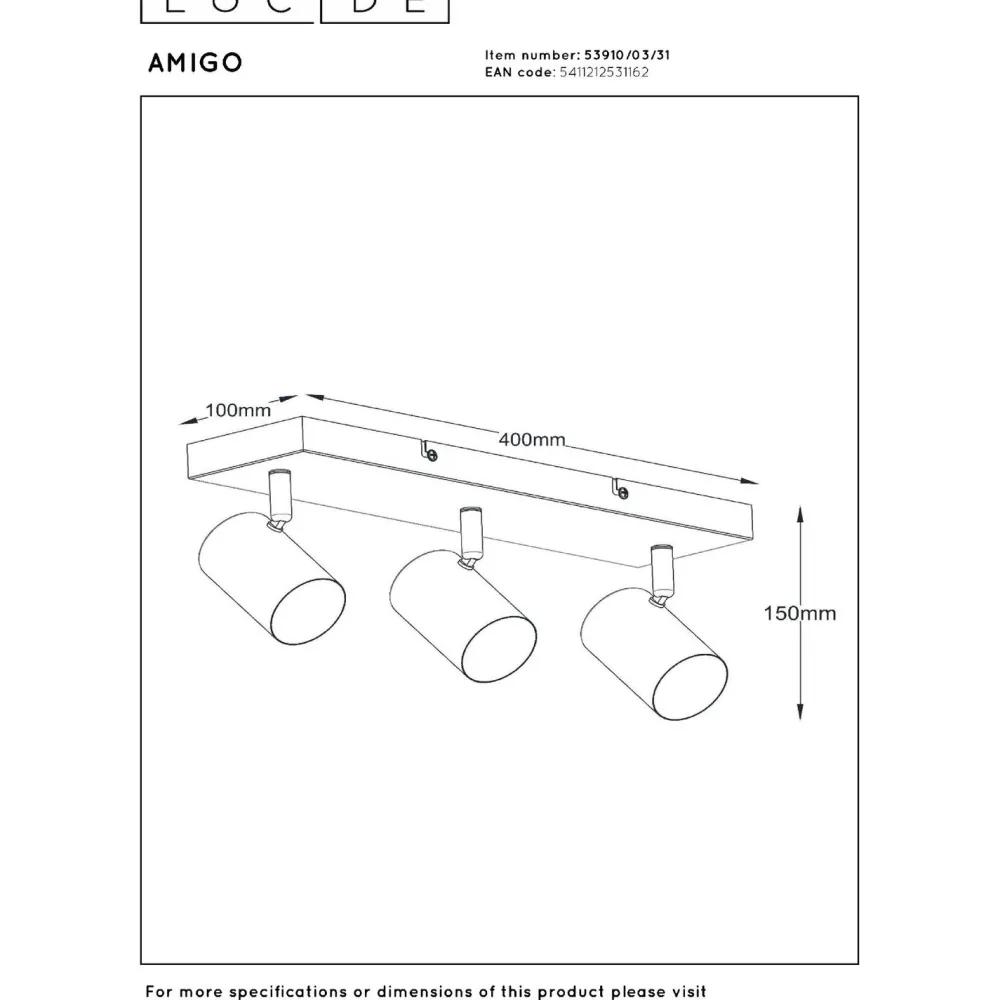 Hot Kattospotti Amigo, 10x40cm, IP20, valkoinen Kohdevalaisimet