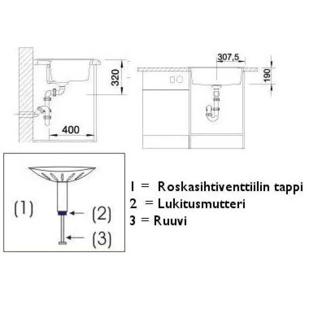 Clearance Keittiöallas Dalago 6, 615x510mm, silgranit, eri värejä Tiskialtaat Ja -Pöydät