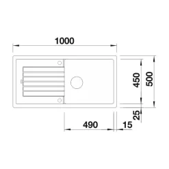 Keittiöallas Zia XL 6 S 1000x500mm silgranit Tiskialtaat Ja -Pöydät
