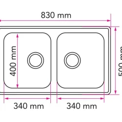 Outlet Keittiöallas Lyria L40-40 830x500 mm rst Tiskialtaat Ja -Pöydät