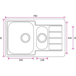Outlet Keittiöallas STANDARD-TD34-15, 790x500mm, rst Tiskialtaat Ja -Pöydät