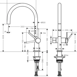 Keittiöhana Talis M54 220 APK-liitäntä musta*Hansgrohe Hot