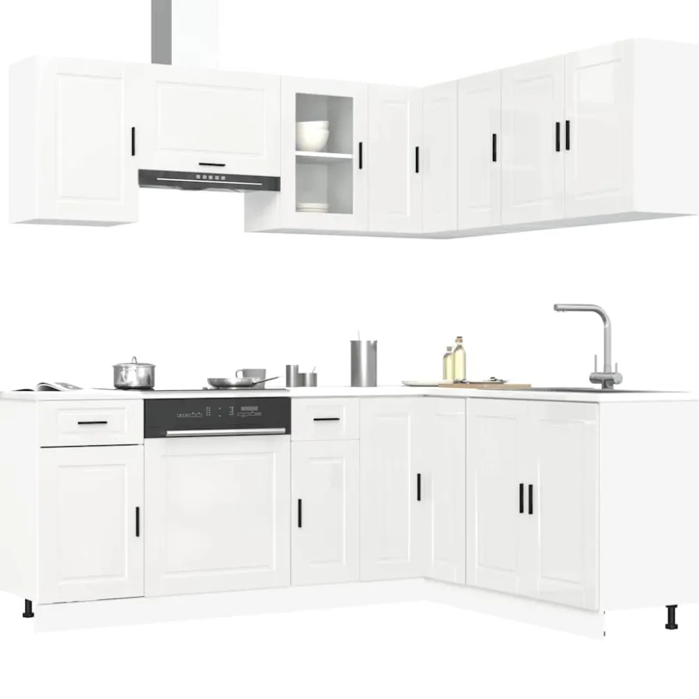 Clearance Keittiökaappisarja 11-osainen Porto, suunniteltu puu, eri värejä (43838) Valmiskeittiöt